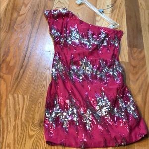 One shoulder pink with sparkles size 1 dress